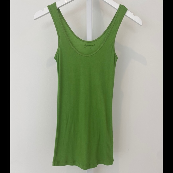 STEPHANIE B GREEN PIMA COTTON TANK TOP S NWOTS! - Picture 3 of 12